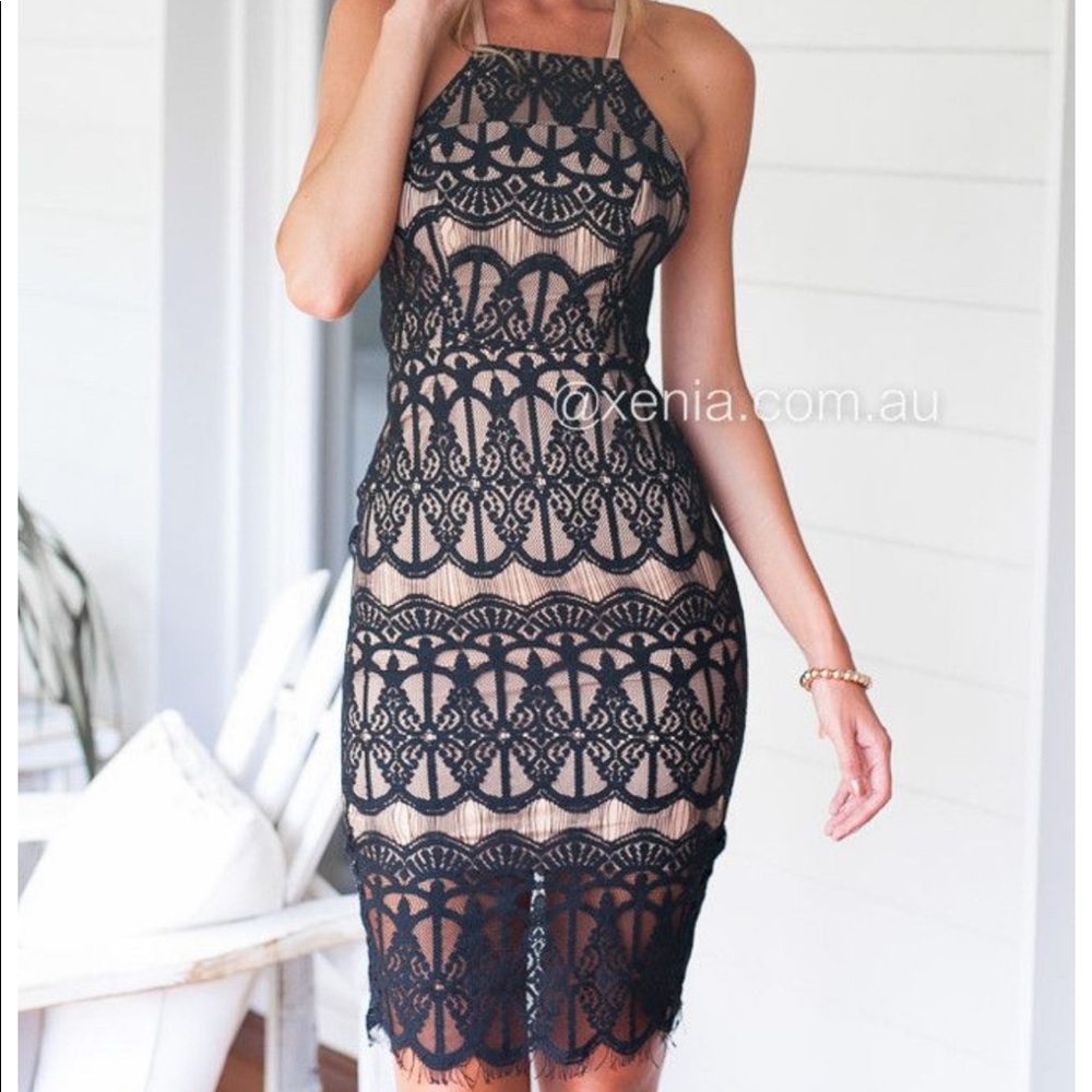 Black Lace Midi Dress from Xenia Boutique
